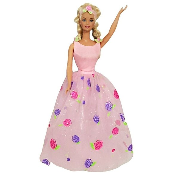 Barbie Rose Princess Doll Magic Growing Hair Pink Glitter Dress Skirt Earrings - Picture 5 of 16